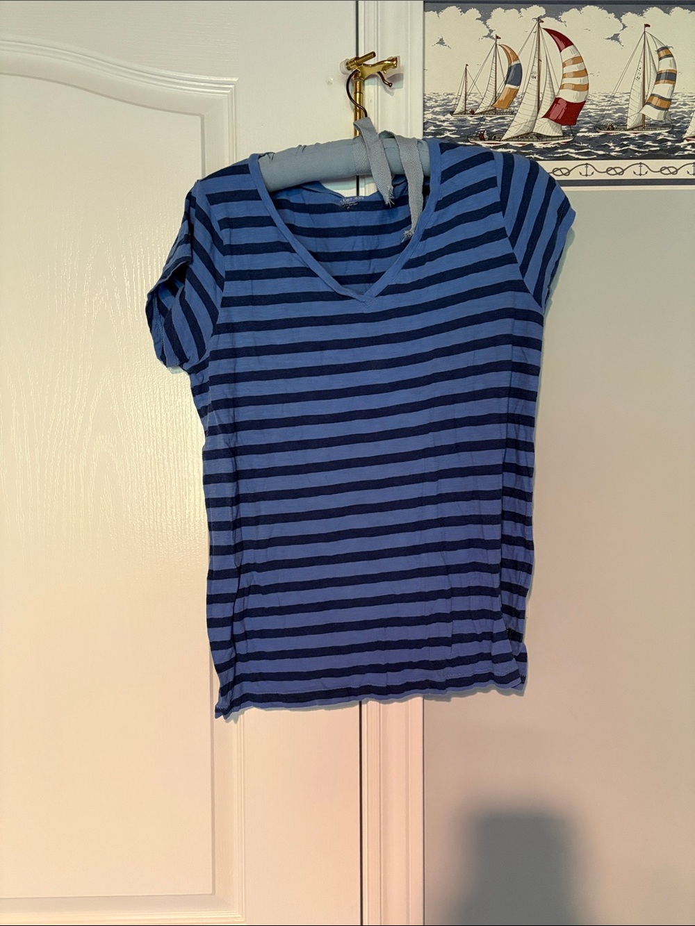 Calvin Klein Jeans Blue Striped V-Neck Tee